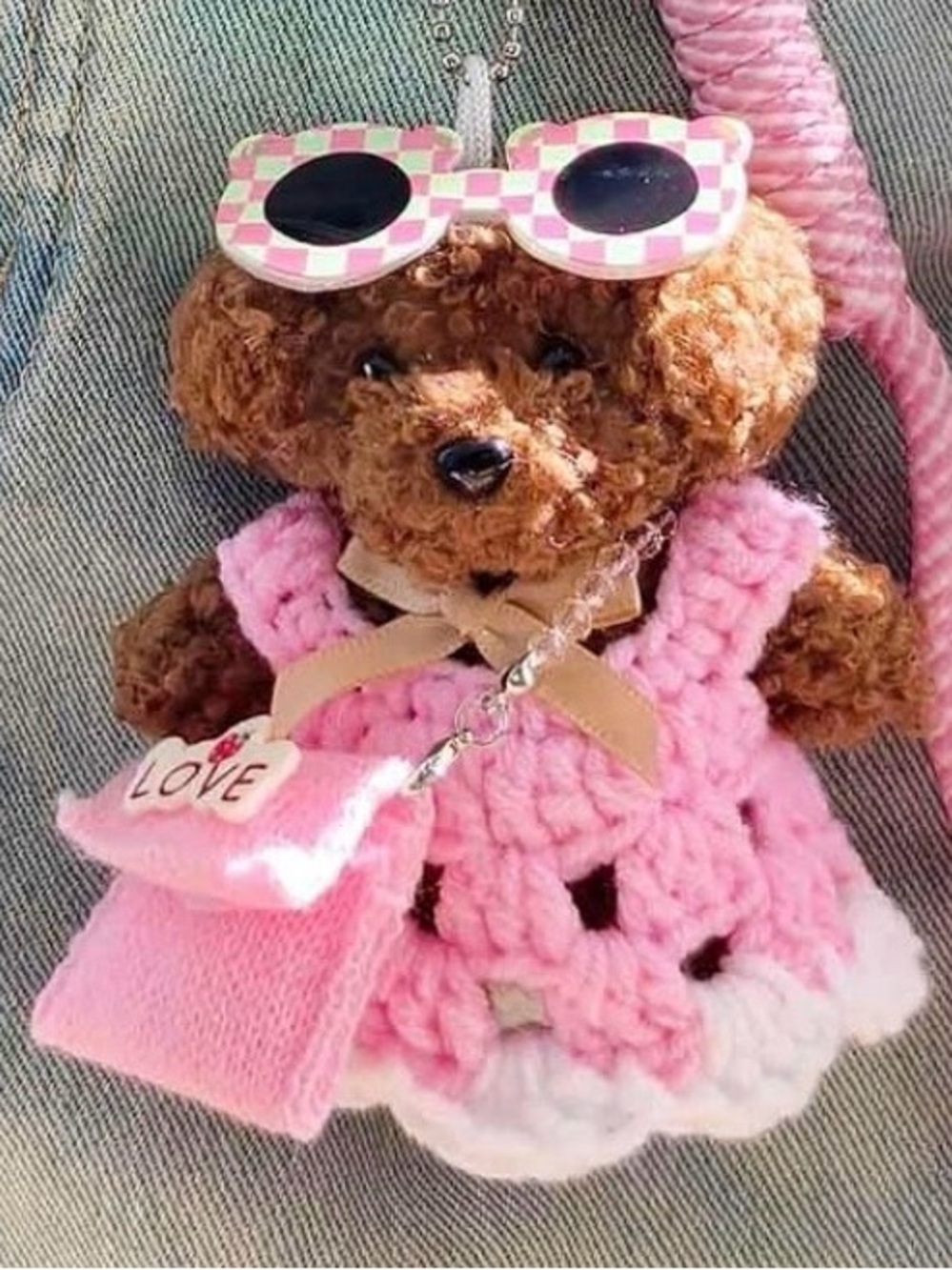 Teddy bear bag charm keychain with outfit dress her up NOT FROM TEMU - Picture 3 of 6